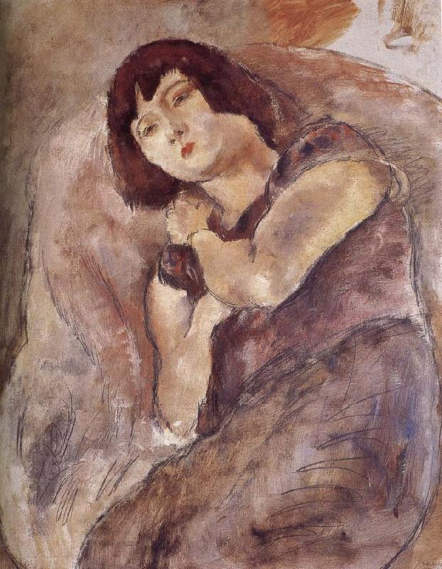 Jules Pascin Lucy wearing the purple china oil painting image